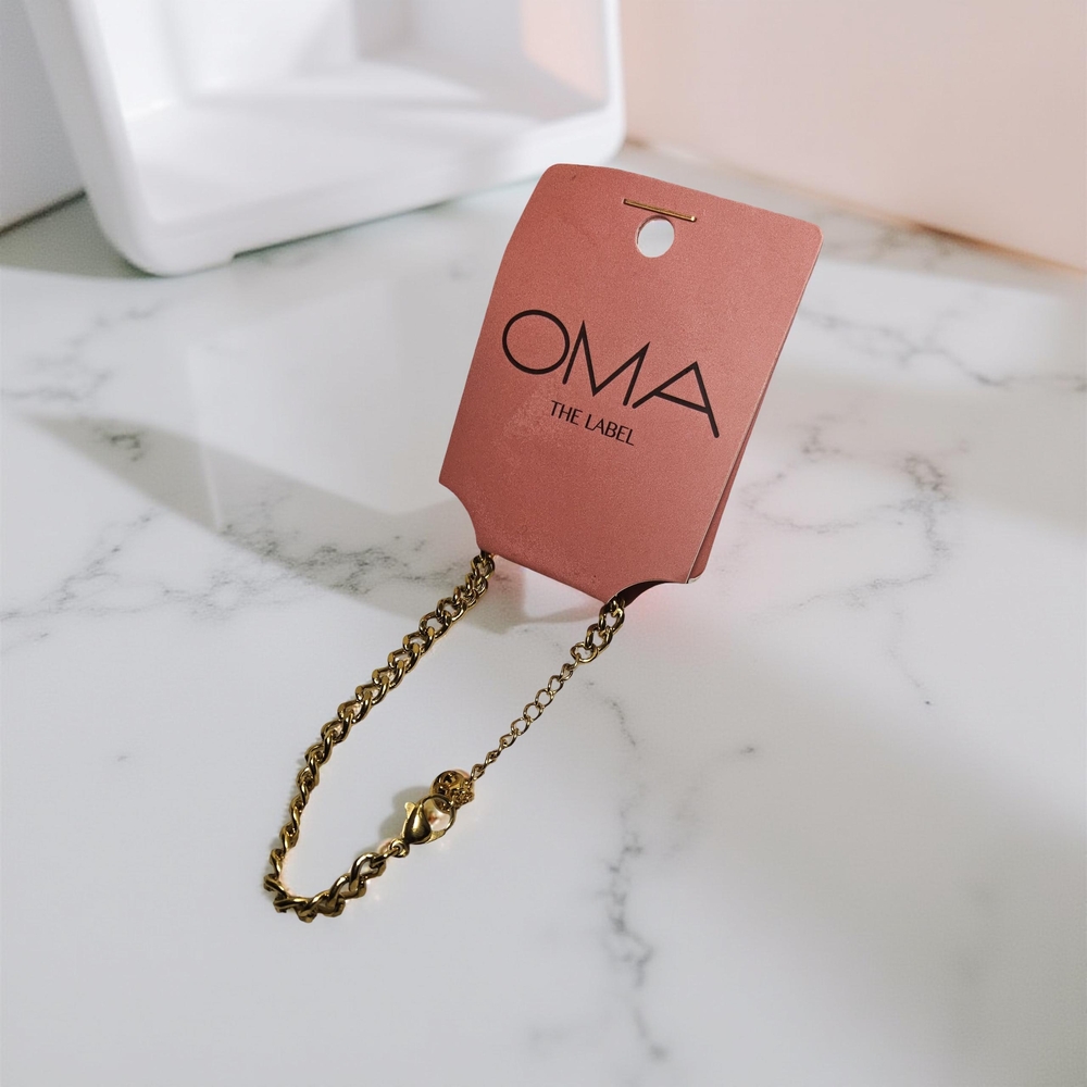 New OMA The Label Gold Tone Chain Bracelet